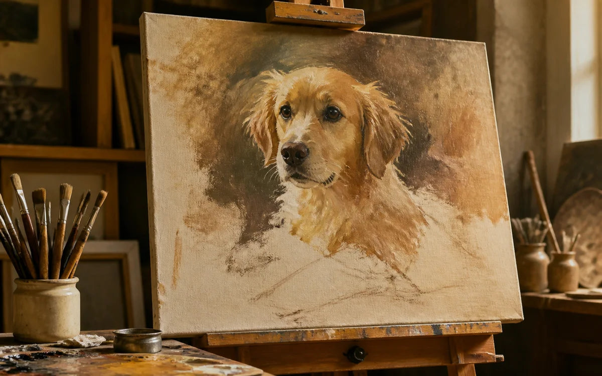 A finished framed ViewBrush oil portrait