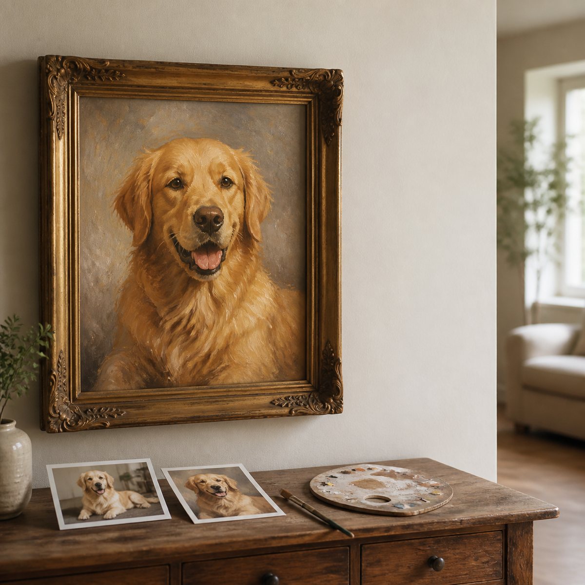 A ViewBrush portrait displayed at home